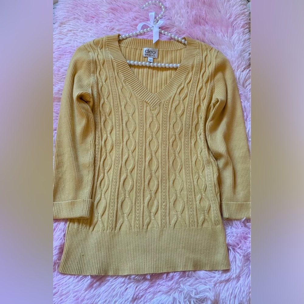 Yellow Cable Knit Sweater
